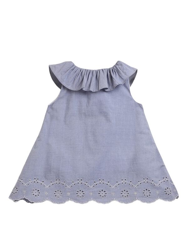 Girls Light Blue Sleeveless Woven Dress image number 1